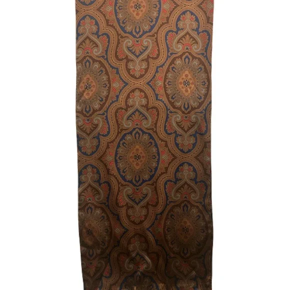 Polo by Ralph Lauren Brown and Blue Paisley Oblong Silk Scarf - Picture 3 of 4